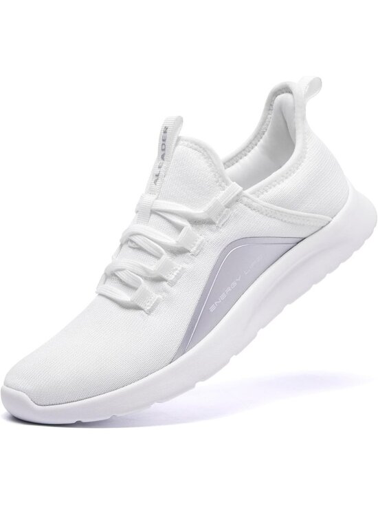 Shoes - Women's White And Silver Mesh Energy Cloud Pull-On Lightweight Slip On Sneaker